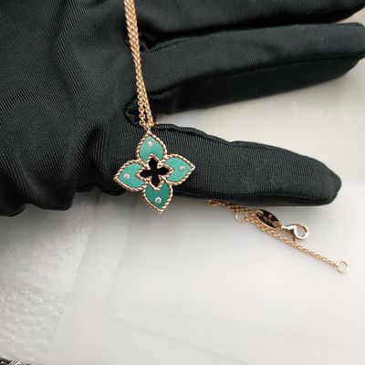 Glanzende 18k echt goud over oorbel en ketting met natuurlijke robijn