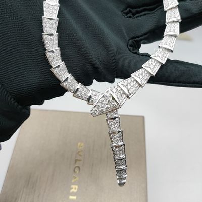 Serpenti Viper Ketting In 18 Kt Wit Goud, Set Met Volledige Pavé Diamanten