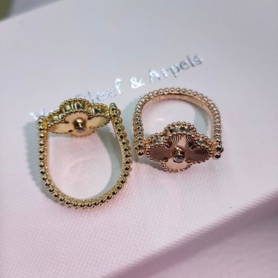 Geel goud Beste luxe sieraden met materiaal Vintage Alhambra omkeerbare ring 18K geel goud, Agate, Diamant