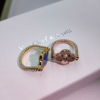 Geel goud Beste luxe sieraden met materiaal Vintage Alhambra omkeerbare ring 18K geel goud, Agate, Diamant