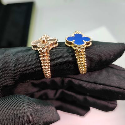 Geel goud Beste luxe sieraden met materiaal Vintage Alhambra omkeerbare ring 18K geel goud, Agate, Diamant